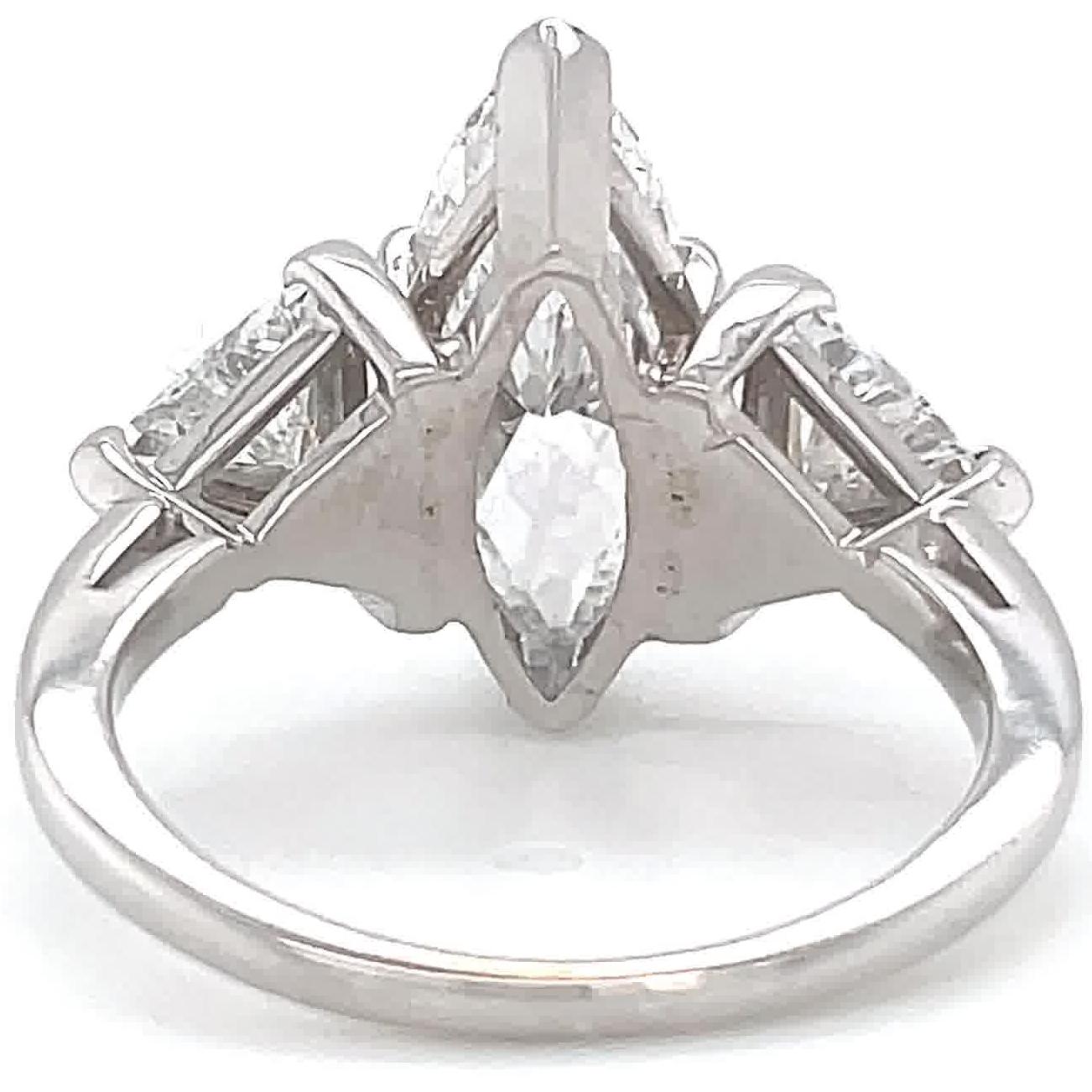 Women's Vintage GIA 2.33 Carat Marquise Diamond White Gold Engagement Ring