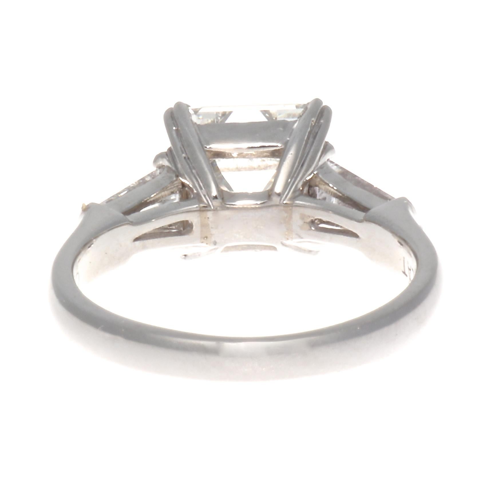 Emerald Cut Vintage GIA 2.38 Carat Diamond Platinum Engagement Ring