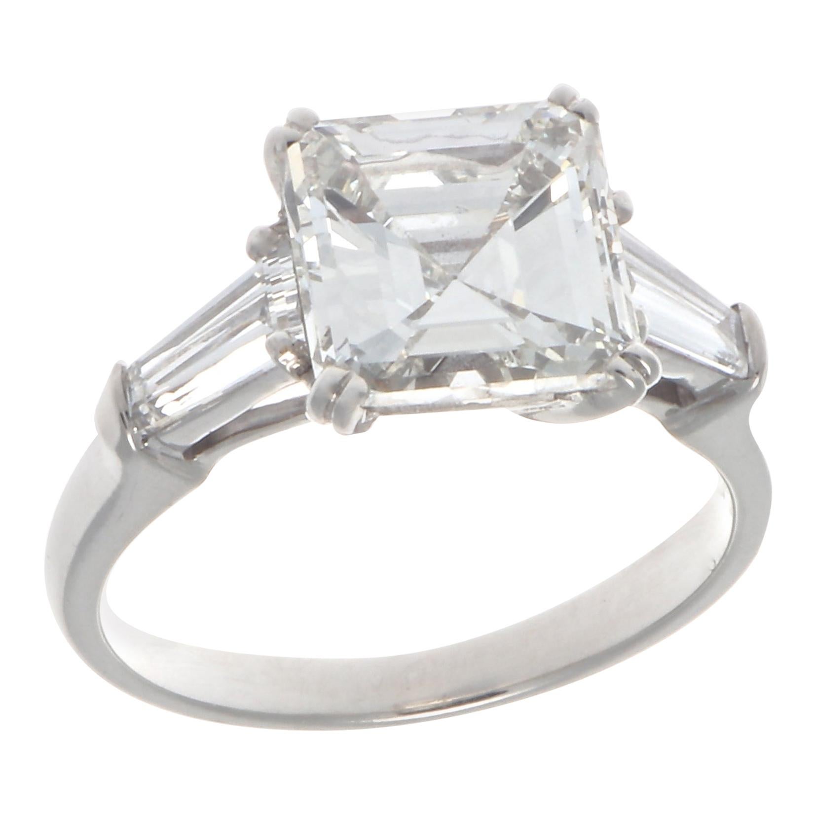 Vintage GIA 2.38 Carat Diamond Platinum Engagement Ring