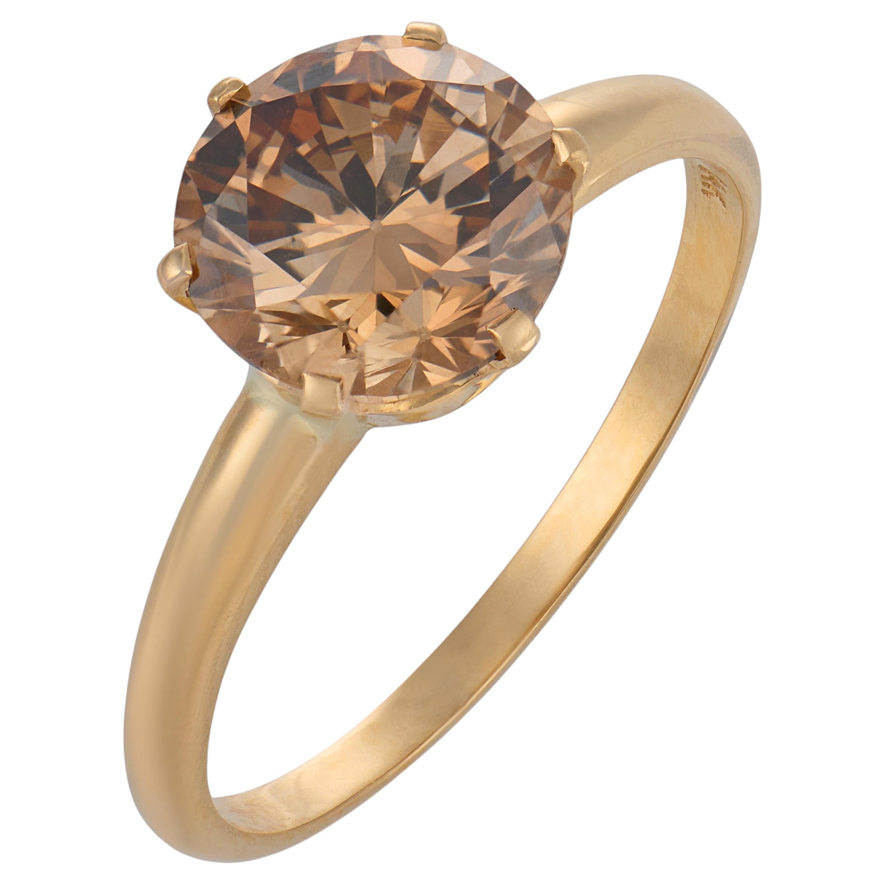 Vintage-Verlobungsring aus 14-karätigem Gelbgold mit einem 2,40-Karat-Edelstein (GIA-zertifiziert)