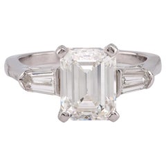 Vintage GIA 2,45 Karat Diamant 18K Weißgold Dreisteinring, Vintage