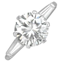 Bague de fiançailles vintage GIA 2.53ct Round Brilliant Cut Diamond, Platinum