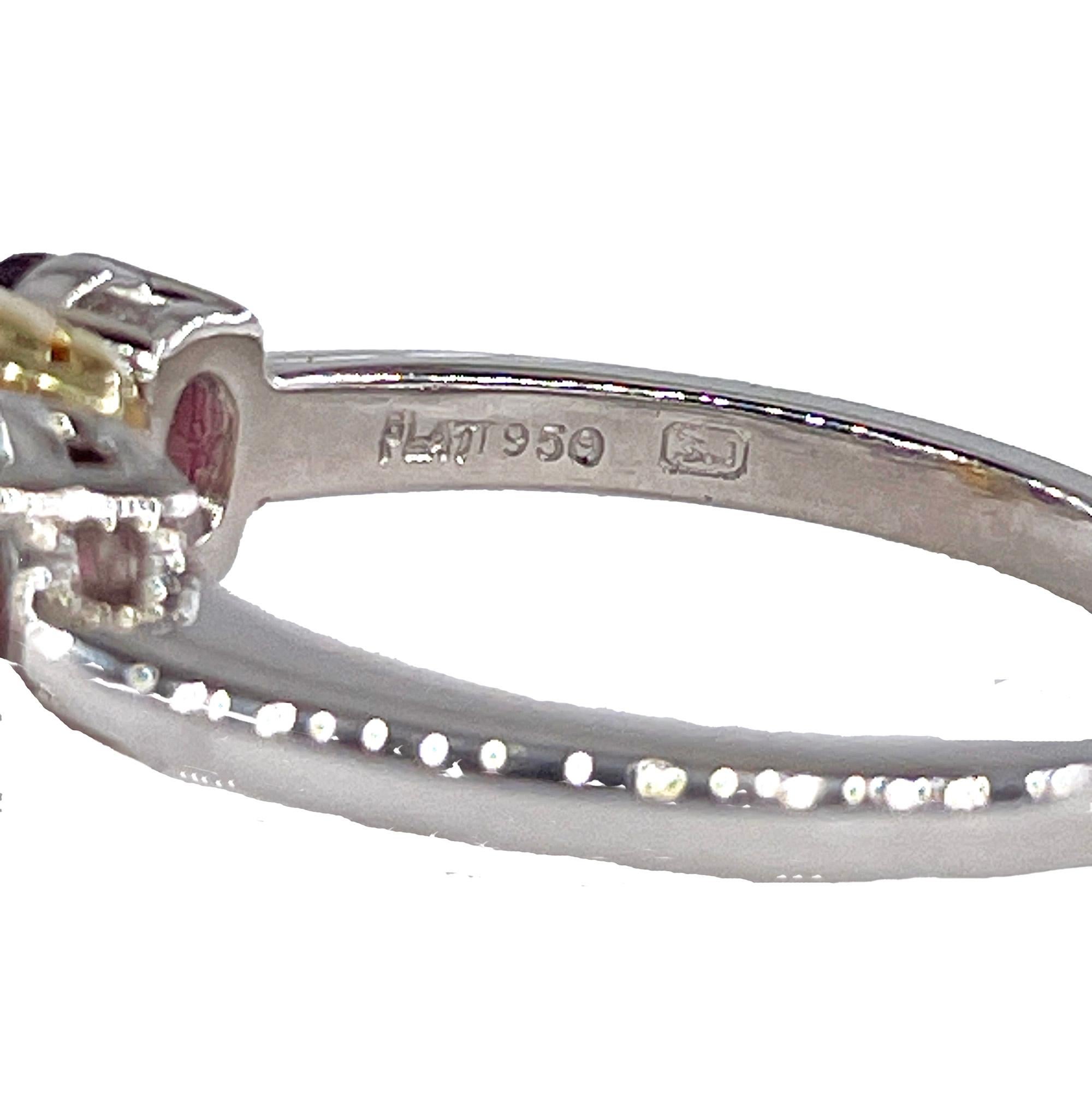 Vintage GIA 2.57ct No-Heat Yellow Sapphire Ruby Trilogy Platinum 18K Gold Ring For Sale 1