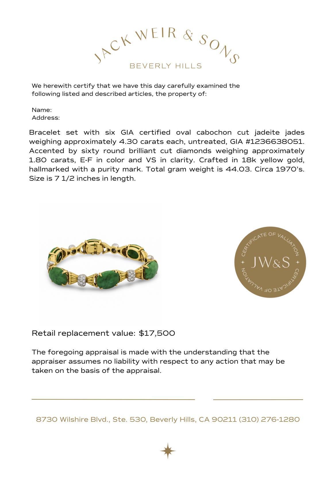 Vintage GIA 25.80 carat jade diamant or jaune 18k en vente 1