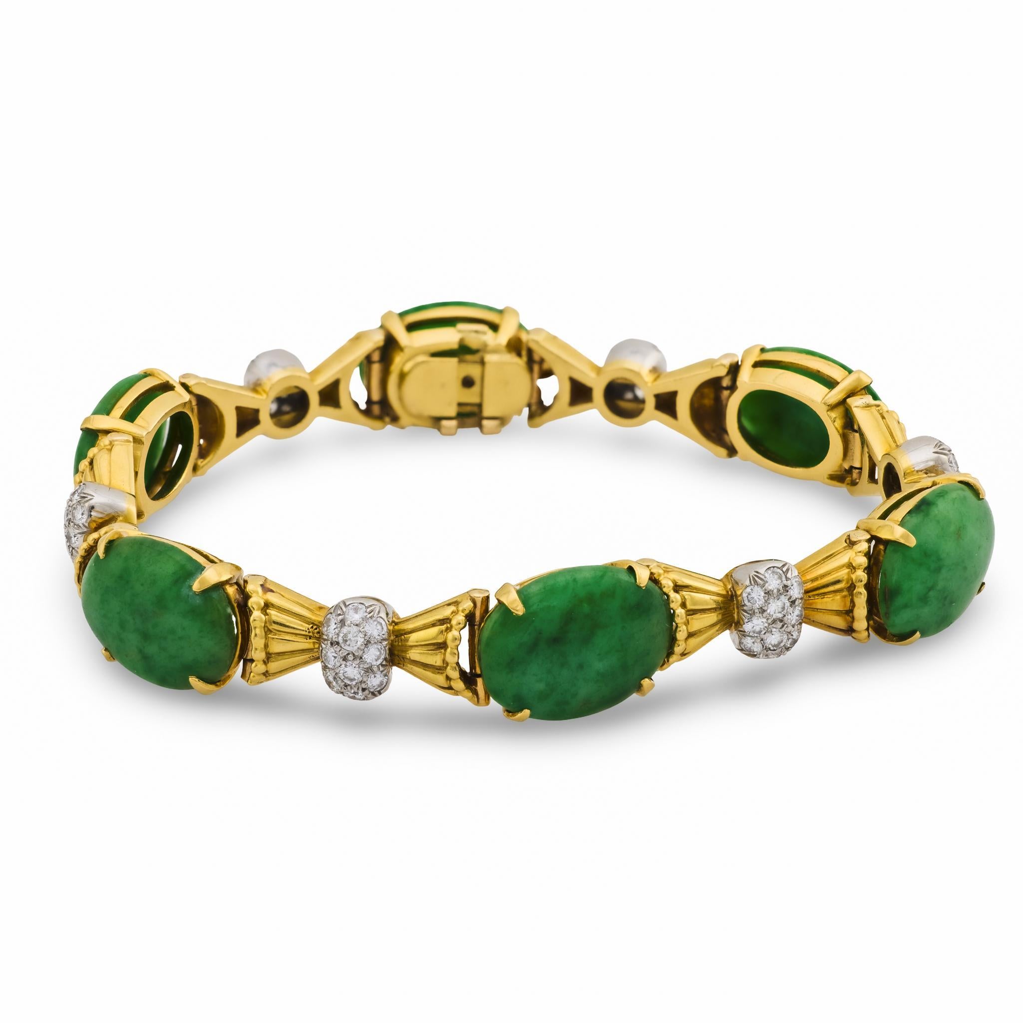 Vintage GIA 25.80 carat jade diamant or jaune 18k en vente 2