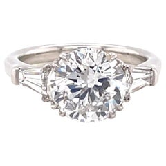 Vintage GIA 2.61 Carat Round Brilliant Cut Diamond Platinum Engagement Ring