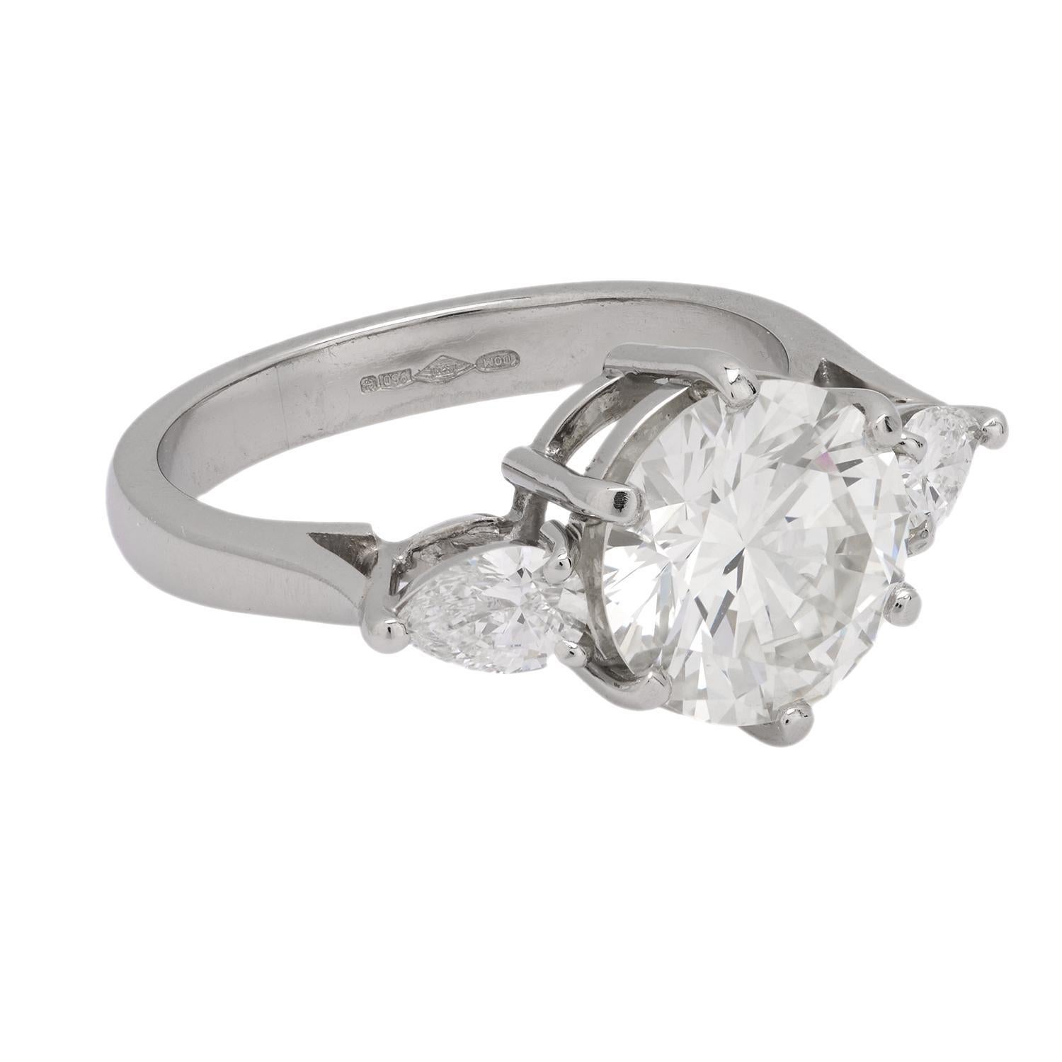Anello di fidanzamento in platino con diamante d'epoca GIA da 2.70 carati In condizioni buone in vendita a Beverly Hills, CA