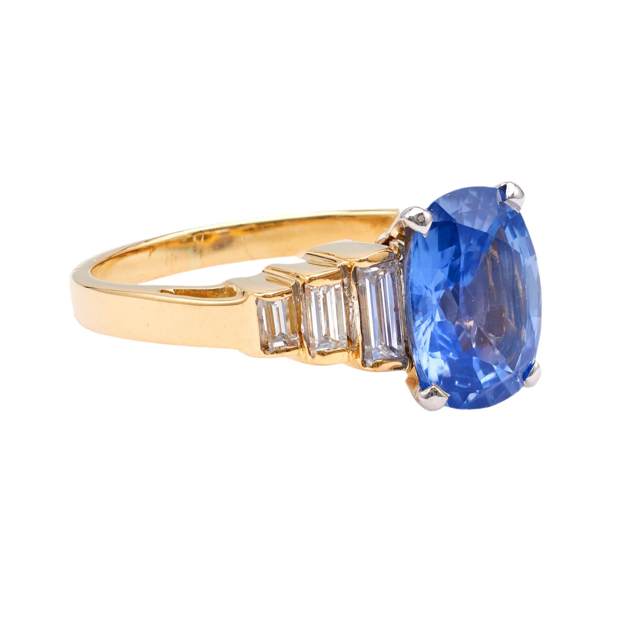 Women's or Men's Vintage GIA 2.70 Carat Sapphire Diamond 18k Gold Ring For Sale
