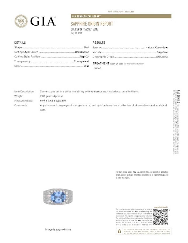 Vintage GIA 2.70 Carat Sapphire Diamond 18k Gold Ring For Sale 2
