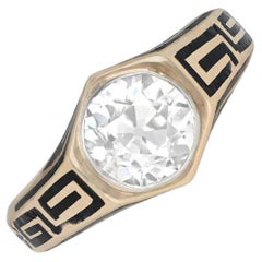 Retro GIA 2.71ct Old European Cut Diamond Engagement Ring, 14k Yellow Gold