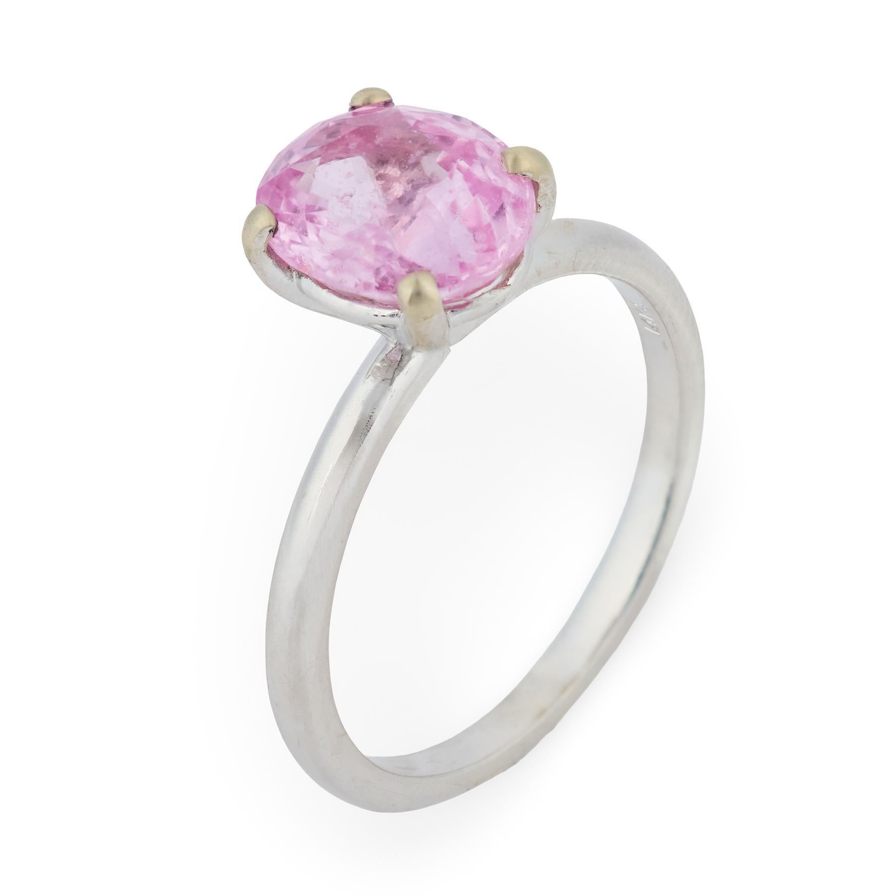 Vintage GIA 2.74 carat pink sapphire 14k white gold ring