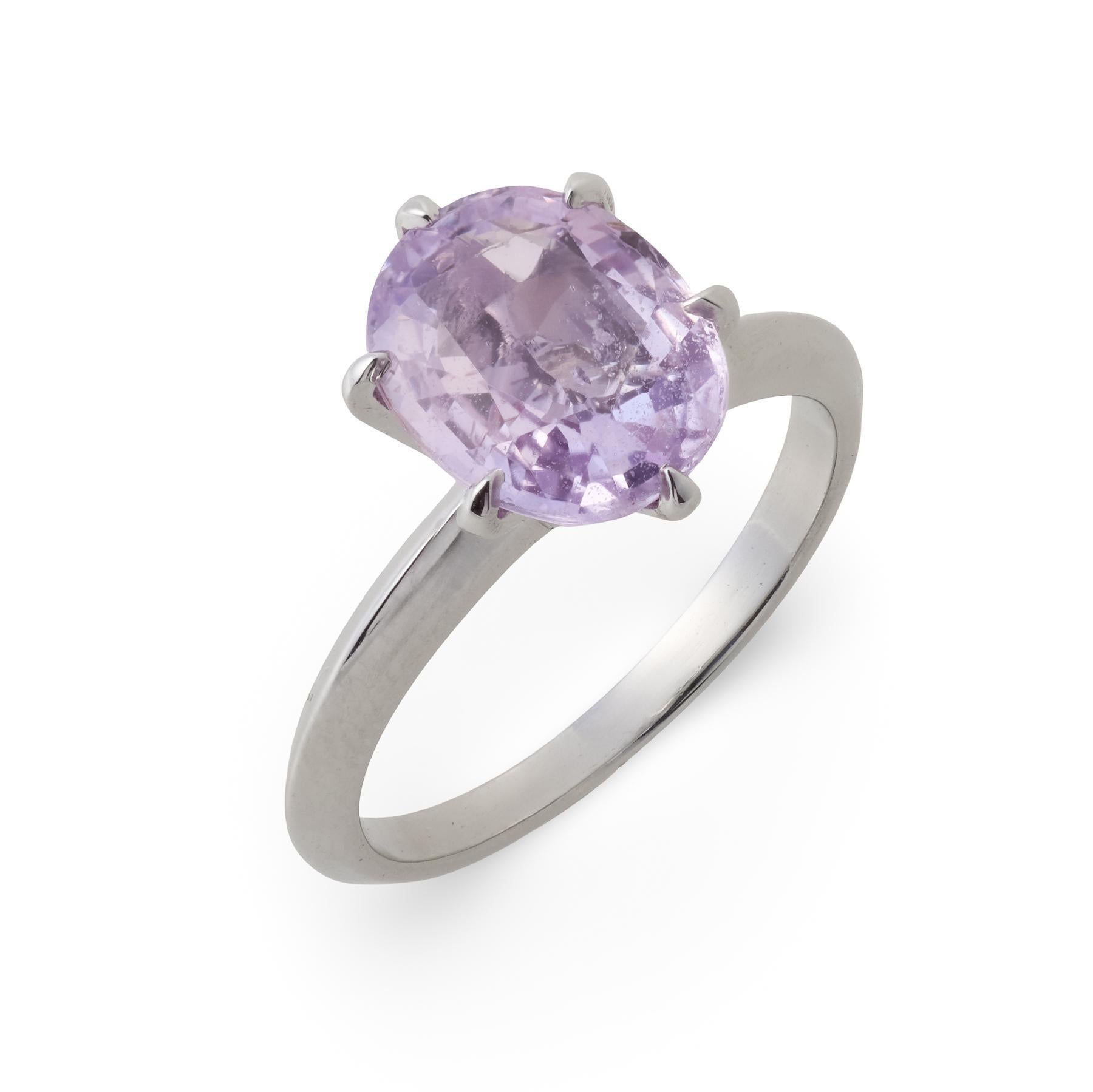 Vintage GIA 2,81 Karat ohne Hitze rosa Saphir Platin Solitär Ring im Angebot 3