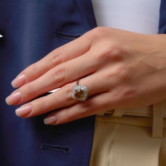 Vintage GIA 2.88 carat fancy color diamond platinum ballerina ring