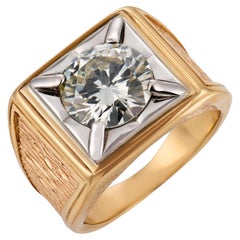 Anello vintage in oro giallo 14k con diamante GIA da 2,91 carati
