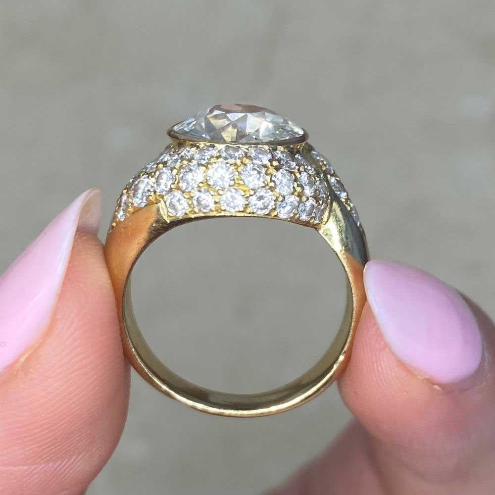 Vintage GIA 3.00ct Old European Cut Diamond Engagement Ring, Yellow Gold For Sale 4