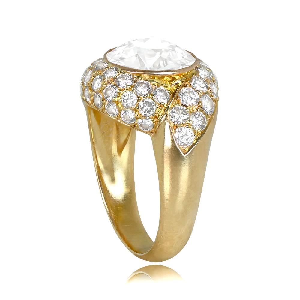 Verlobungsring, Gelbgold, GIA 3,00 Karat Diamant im alteuropäischen Schliff, Vintage (Art déco) im Angebot
