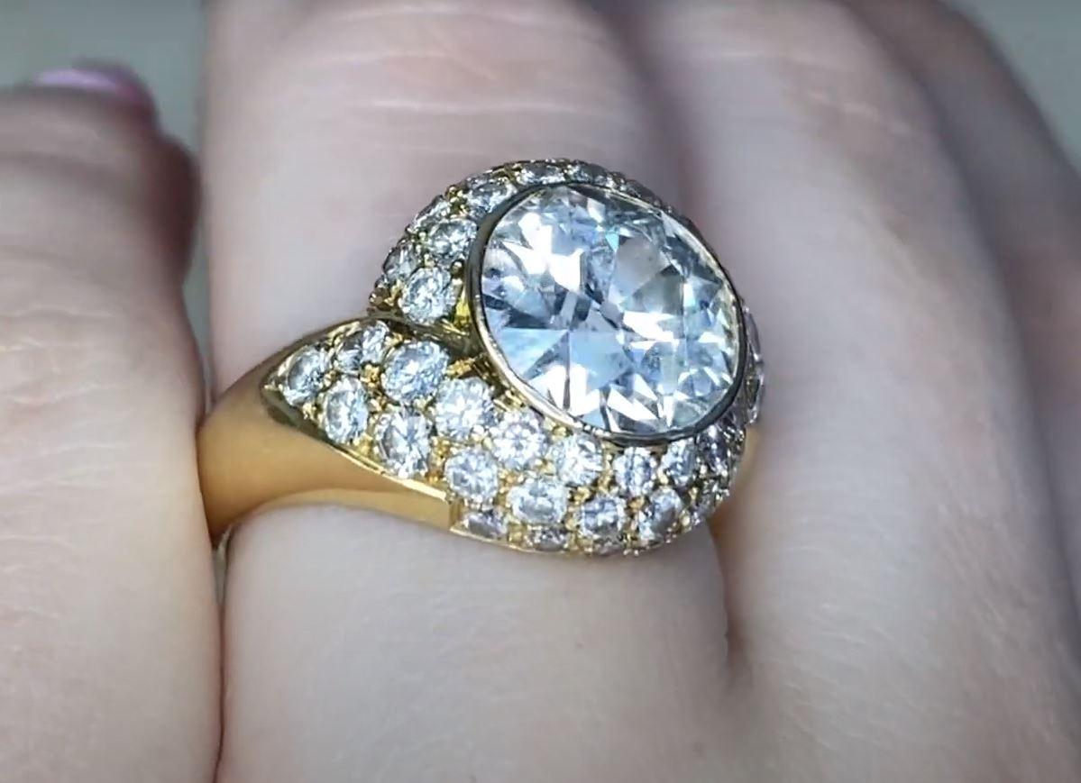 Vintage GIA 3.00ct Old European Cut Diamond Engagement Ring, Yellow Gold In Excellent Condition For Sale In New York, NY