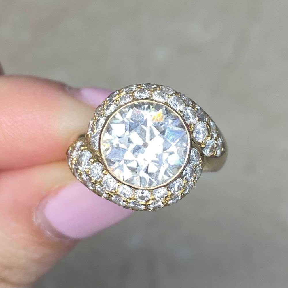 Vintage GIA 3.00ct Old European Cut Diamond Engagement Ring, Yellow Gold For Sale 3