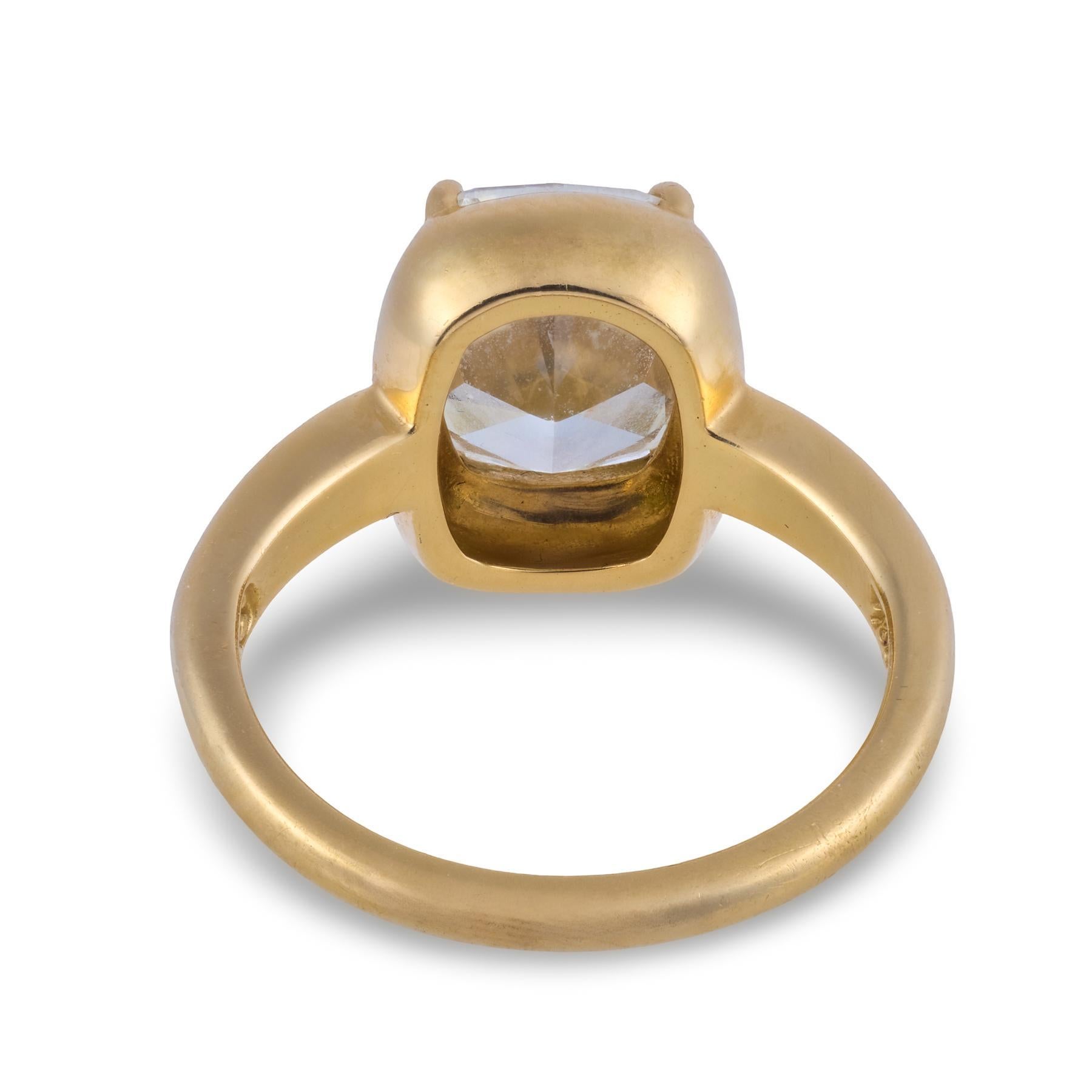 Vintage GIA 3,02 Karat Diamant mit Kissenschliff 18k Gelbgold Verlobungsring im Angebot 1