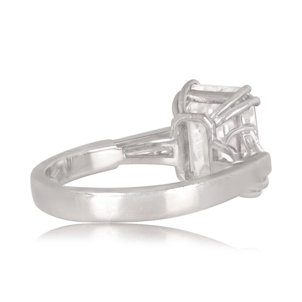 Vintage GIA 3.07ct Emerald Cut Diamond Engagement Ring, D Color, 18k White Gold In Excellent Condition For Sale In New York, NY