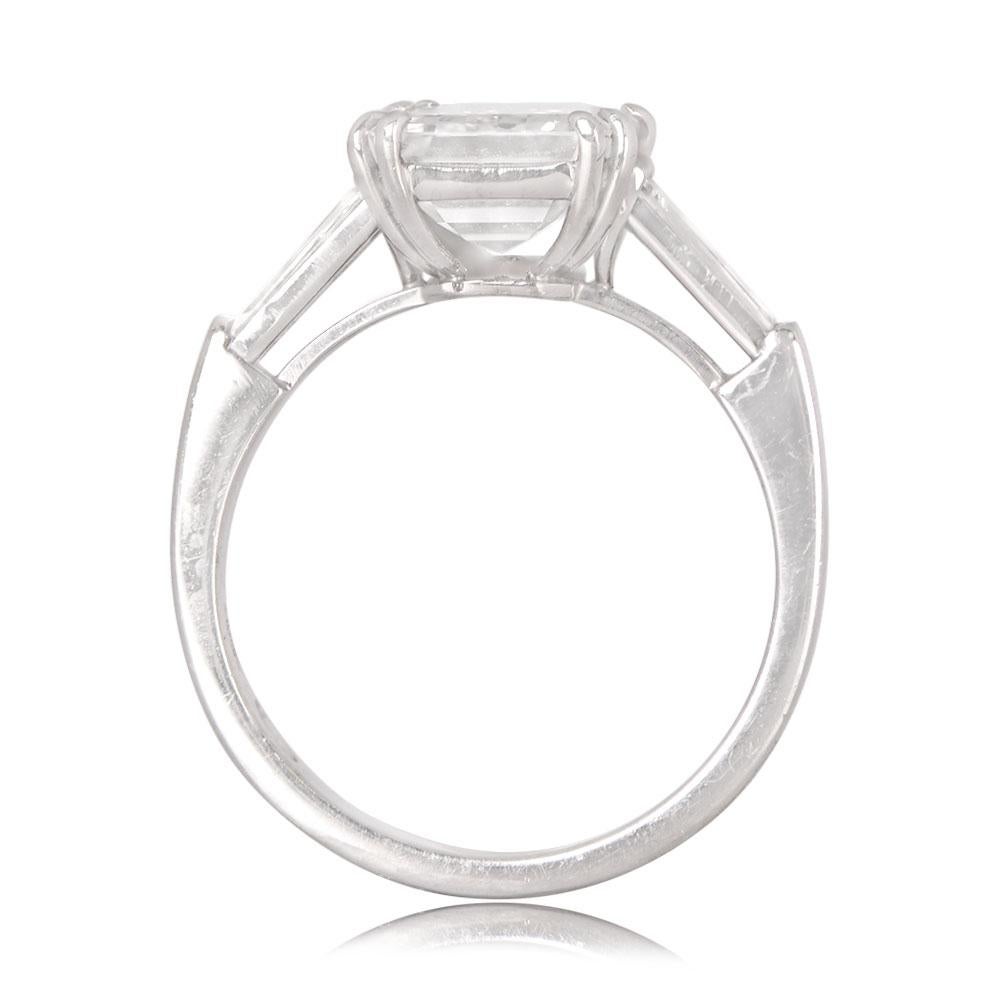 Women's Vintage GIA 3.07ct Emerald Cut Diamond Engagement Ring, D Color, 18k White Gold For Sale