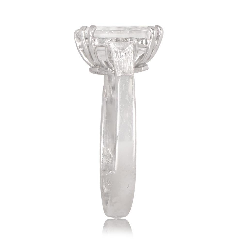 Vintage GIA 3.07ct Emerald Cut Diamond Engagement Ring, D Color, 18k White Gold Pour femmes en vente
