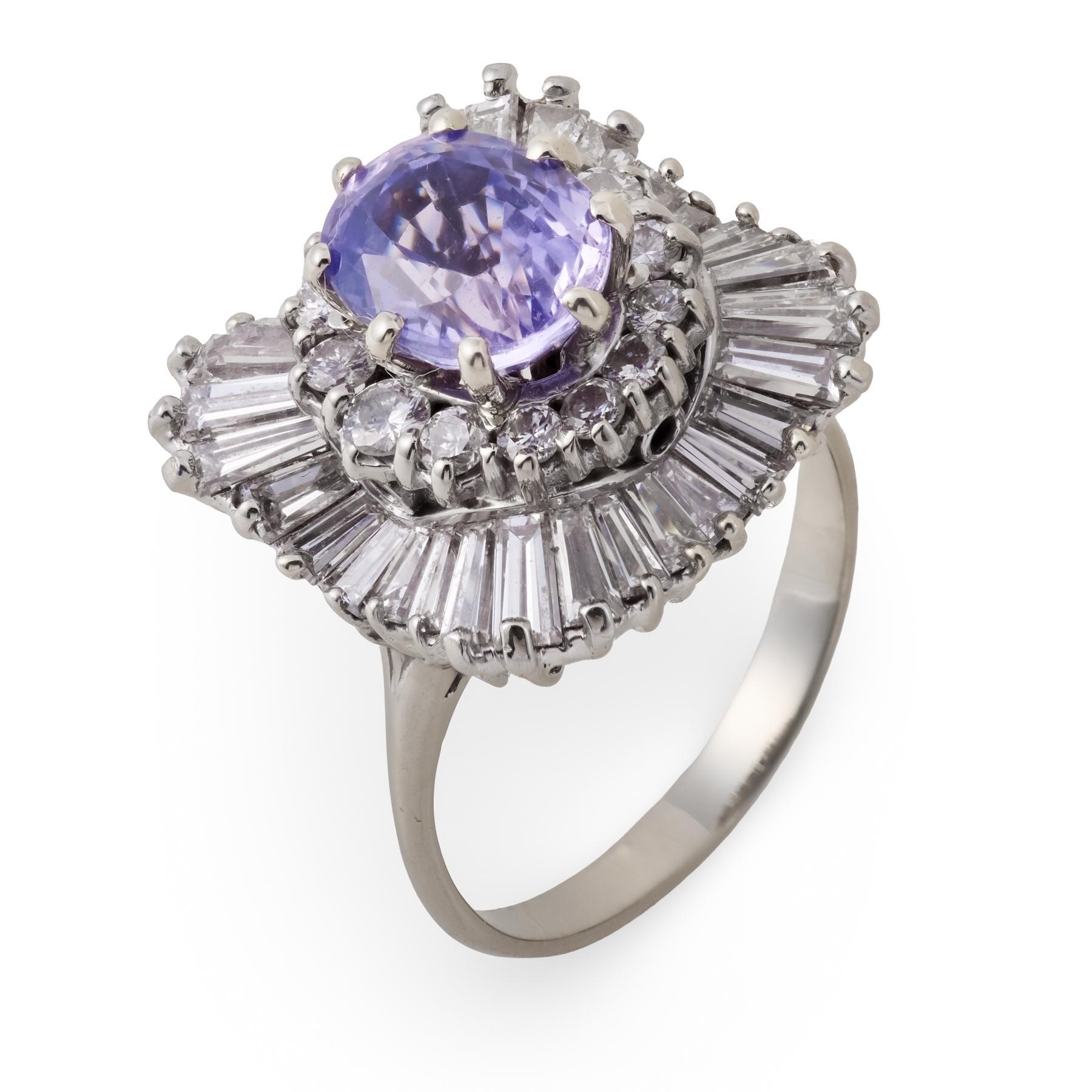 Vintage GIA 3.09 carat Ceylon saphir diamant 14k or blanc