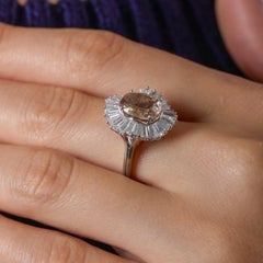 Vintage GIA 3.10 carat no heat sapphire diamond 14k white gold cluster ring