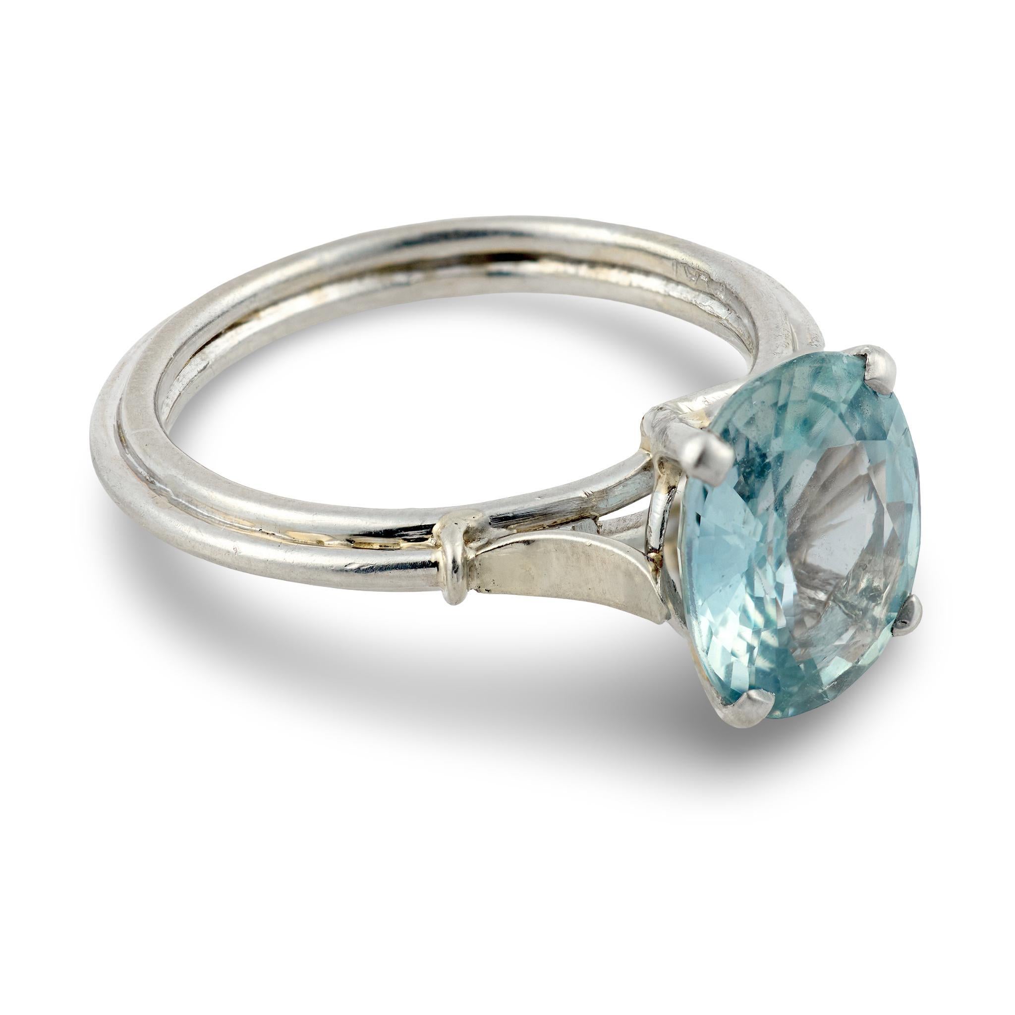 Vintage GIA 3.18 carat saphir sans chaleur bague en platine Bon état - En vente à Beverly Hills, CA