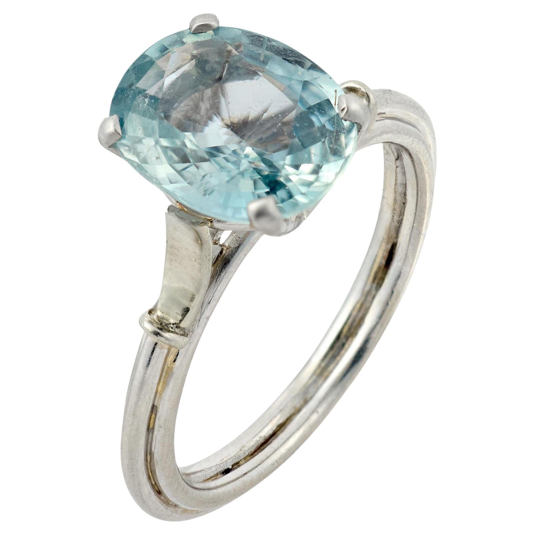 Anello vintage in platino con zaffiro senza calore GIA da 3,18 carati