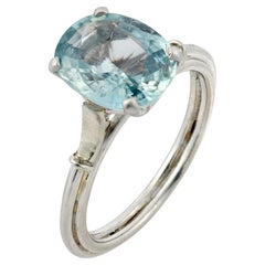 Vintage GIA 3,18 Karat keine Hitze Saphir Platin Ring