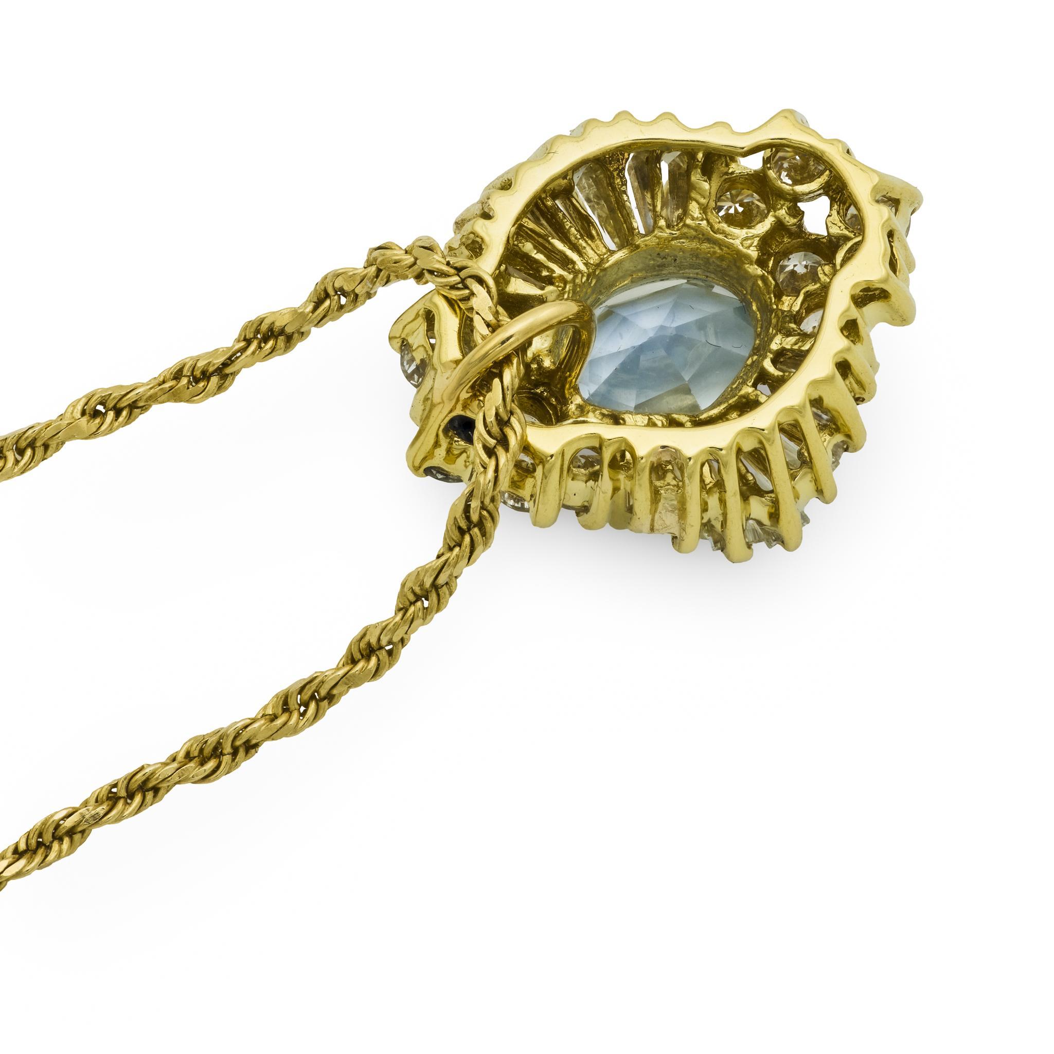Vintage GIA 3.30 carat Ceylon saphir diamant 18k or jaune en vente 1