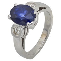 Vintage GIA 3,56 Karat Ceylon Saphir Diamant 14k Weißgold Ring