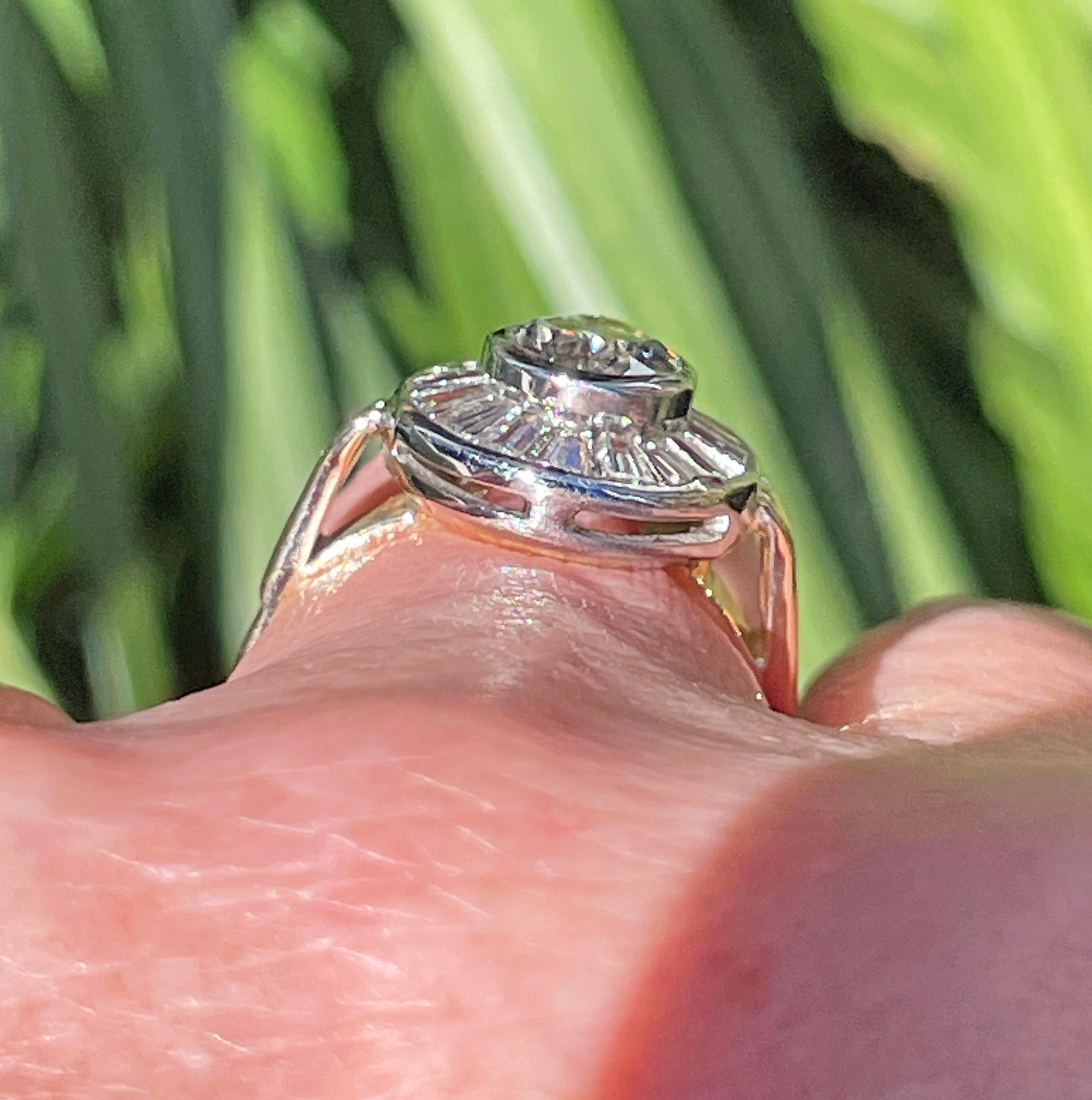Vintage GIA 3.58ct Pear Shaped Bezel-Set Diamond Ballerina 14KWY Gold Ring For Sale 8