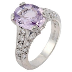 Vintage GIA 3.60 carat pink sapphire diamond platinum ring