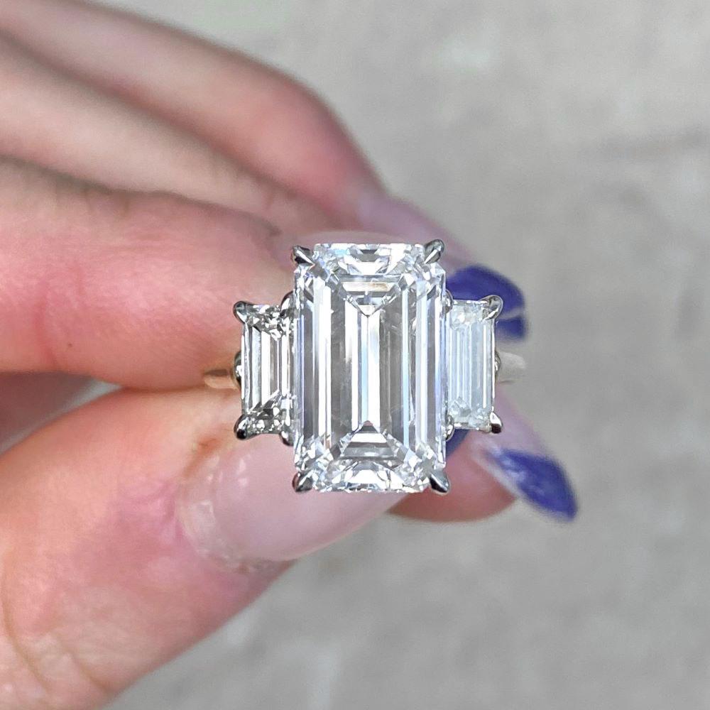 Vintage GIA 4.02ct Emerald Cut Diamond Engagement Ring, Platinum&18k Yellow Gold For Sale 5