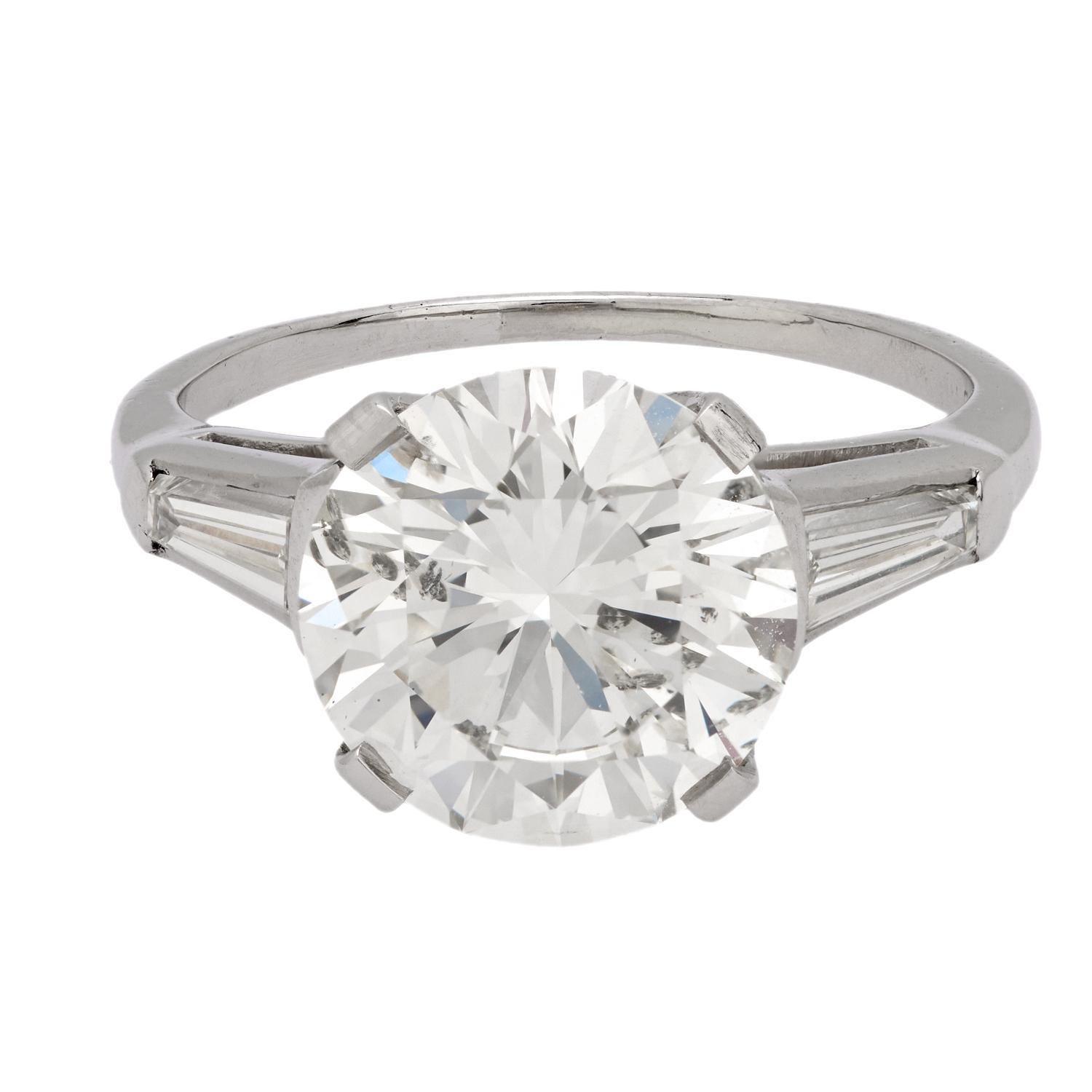 Verlobungsring aus Platin mit GIA 4.08 Karat Diamant im Vintage-Stil (Moderne) im Angebot