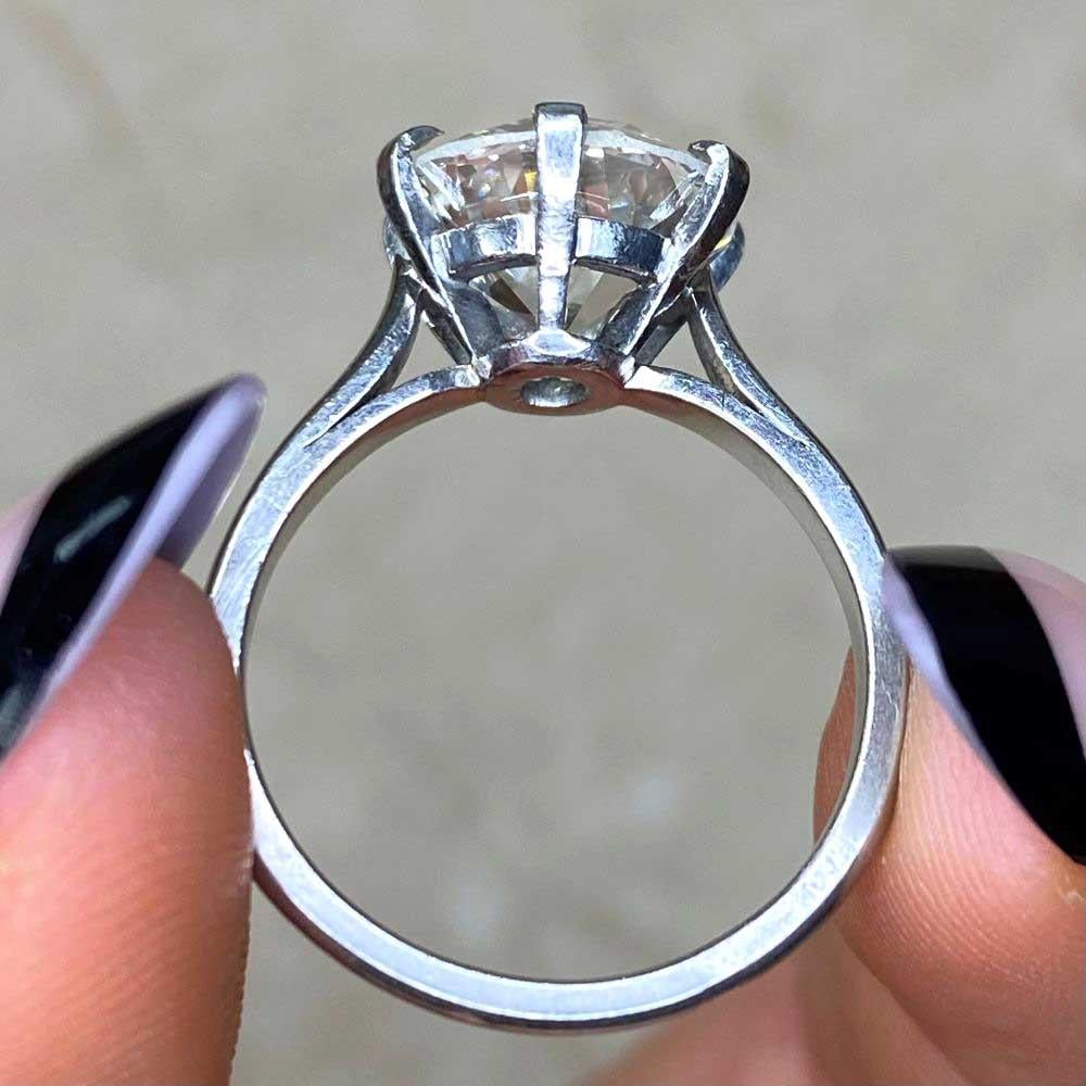 Vintage GIA 4.08ct Old European Cut Diamond Solitaire Engagement Ring, Platinum For Sale 6