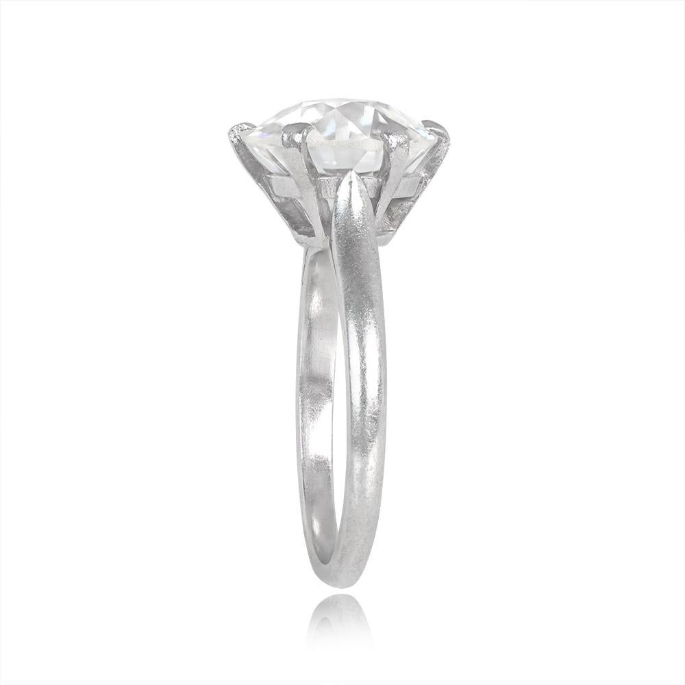 Retro Vintage GIA 4.08ct Old European Cut Diamond Solitaire Engagement Ring, Platinum For Sale