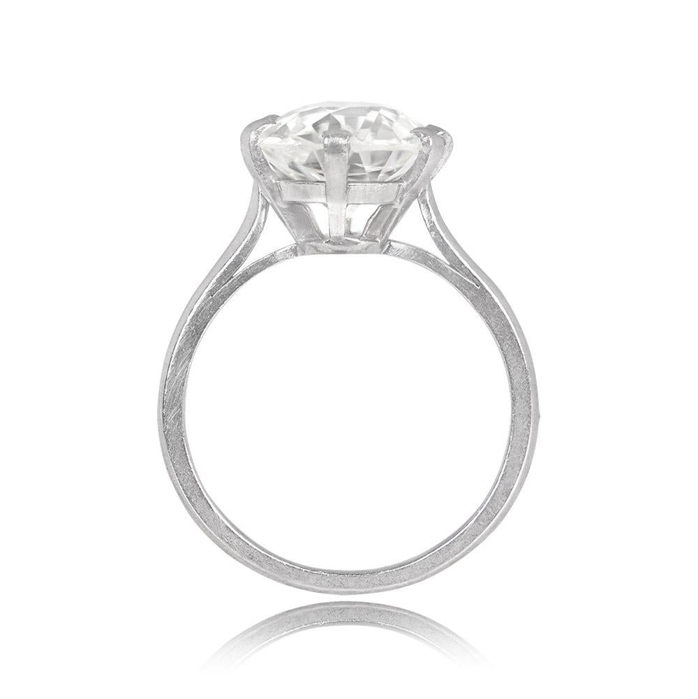 Vintage GIA 4.08ct Old European Cut Diamond Solitaire Engagement Ring, Platinum In Excellent Condition For Sale In New York, NY