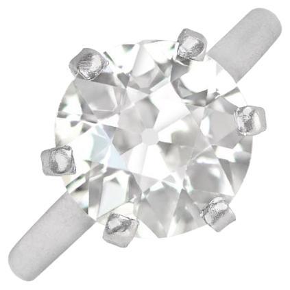 Vintage GIA 4.08ct Old European Cut Diamond Solitaire Engagement Ring, Platinum For Sale