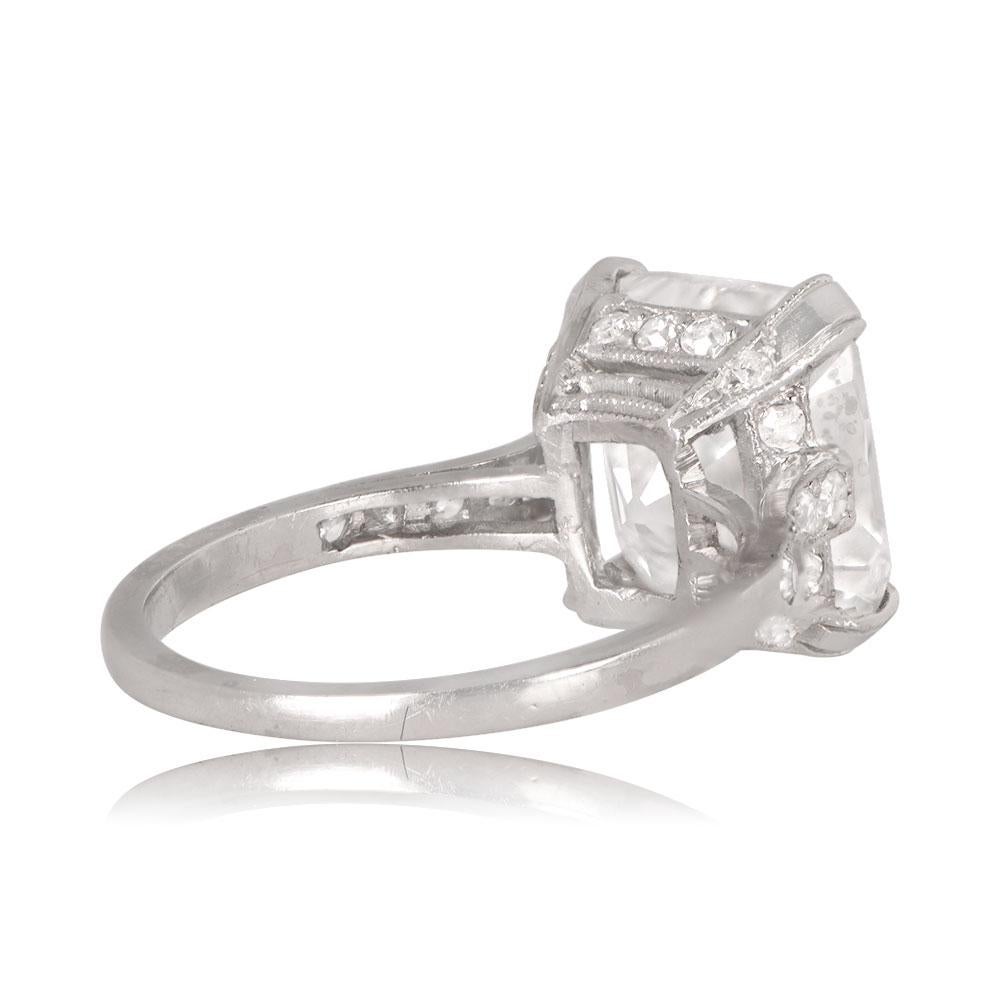 Art Deco Vintage GIA 4.09ct Emerald Cut Diamond Engagement Ring, VS1 Clarity, Platinum For Sale