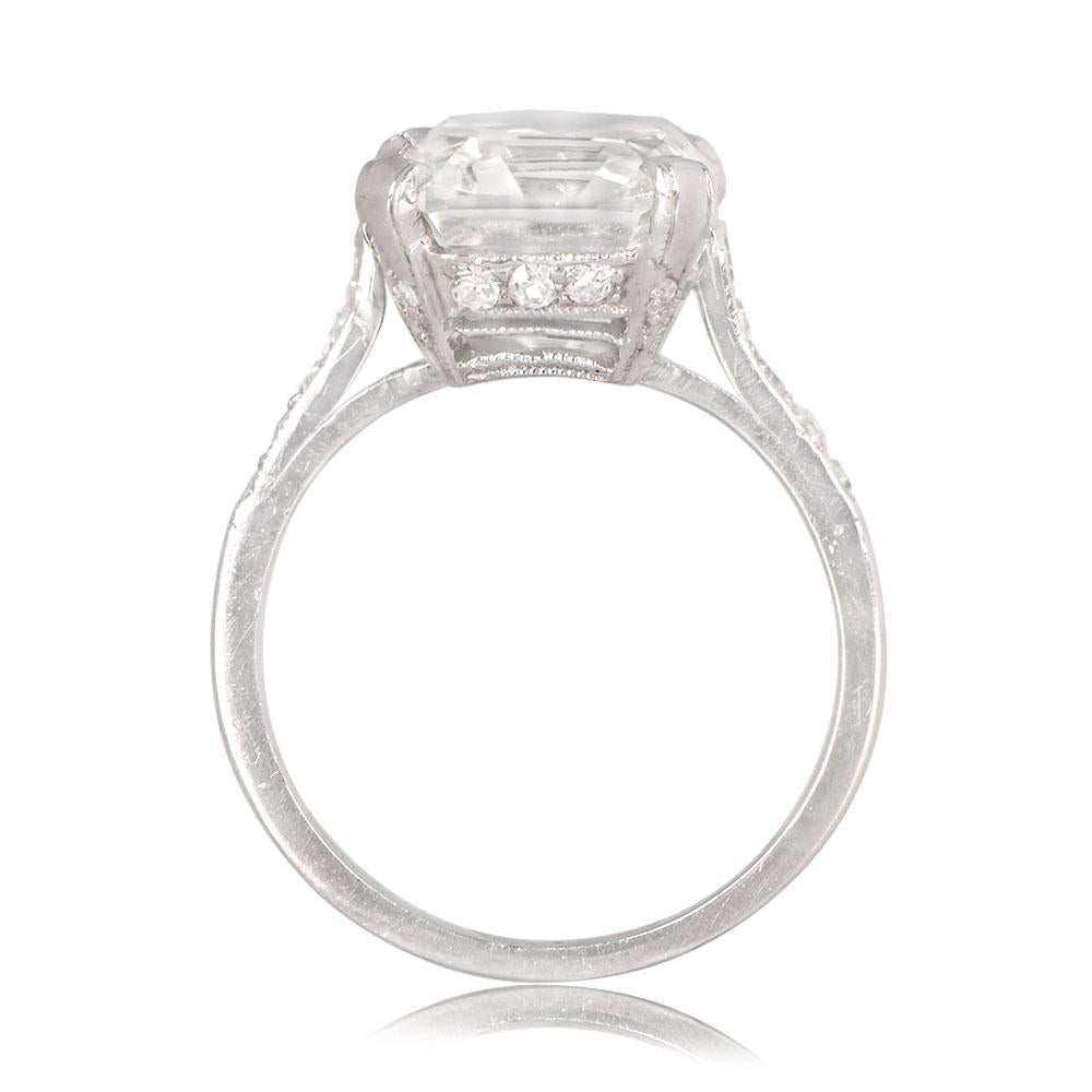 Women's Vintage GIA 4.09ct Emerald Cut Diamond Engagement Ring, VS1 Clarity, Platinum For Sale