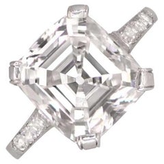 Vintage (GIA ca. 4,00-Karat) Smaragdschliff Diamant Verlobungsring, Platin