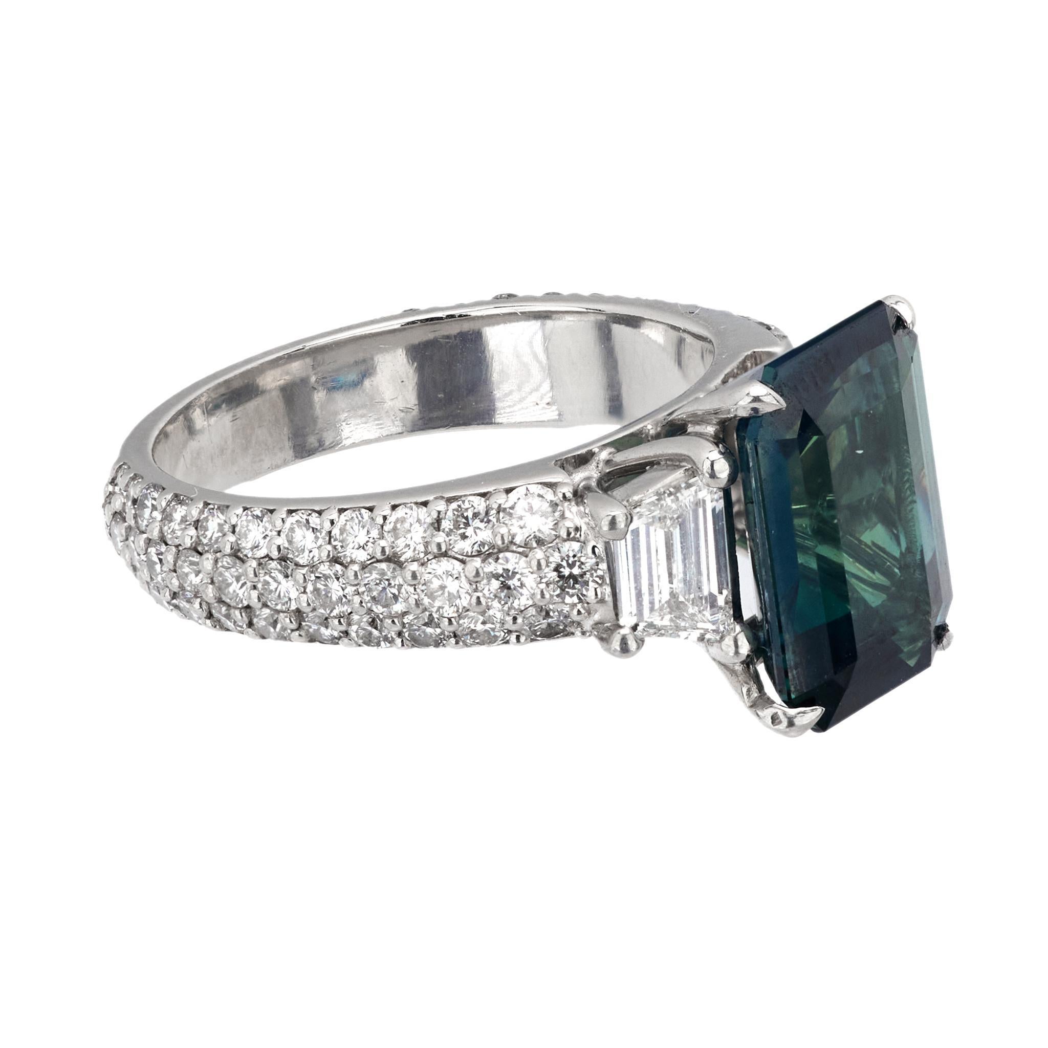 Modern Vintage GIA 4.20 carat no heat sapphire diamond platinum cocktail ring