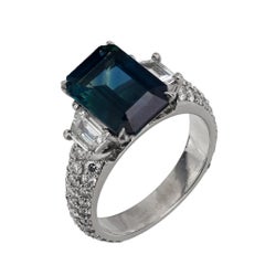 Vintage GIA 4,20 quilates sin calor zafiro diamante anillo de cóctel de platino