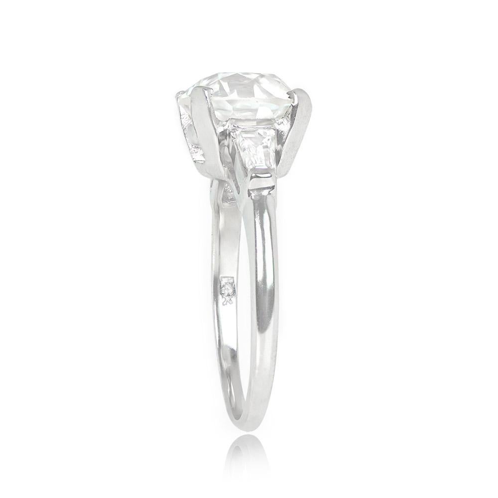 Art Deco Vintage GIA 4.24ct Old European Cut Diamond Engagement Ring, 14k White Gold For Sale
