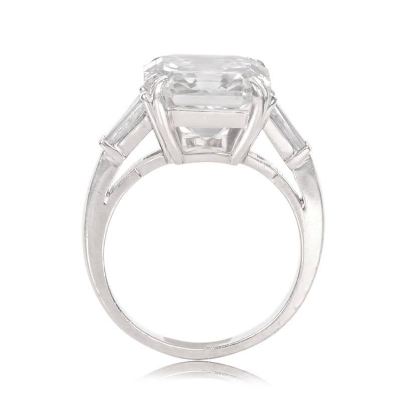 Women's Vintage GIA 5.02ct Asscher Cut Diamond Engagement Ring, F Color, Platinum For Sale