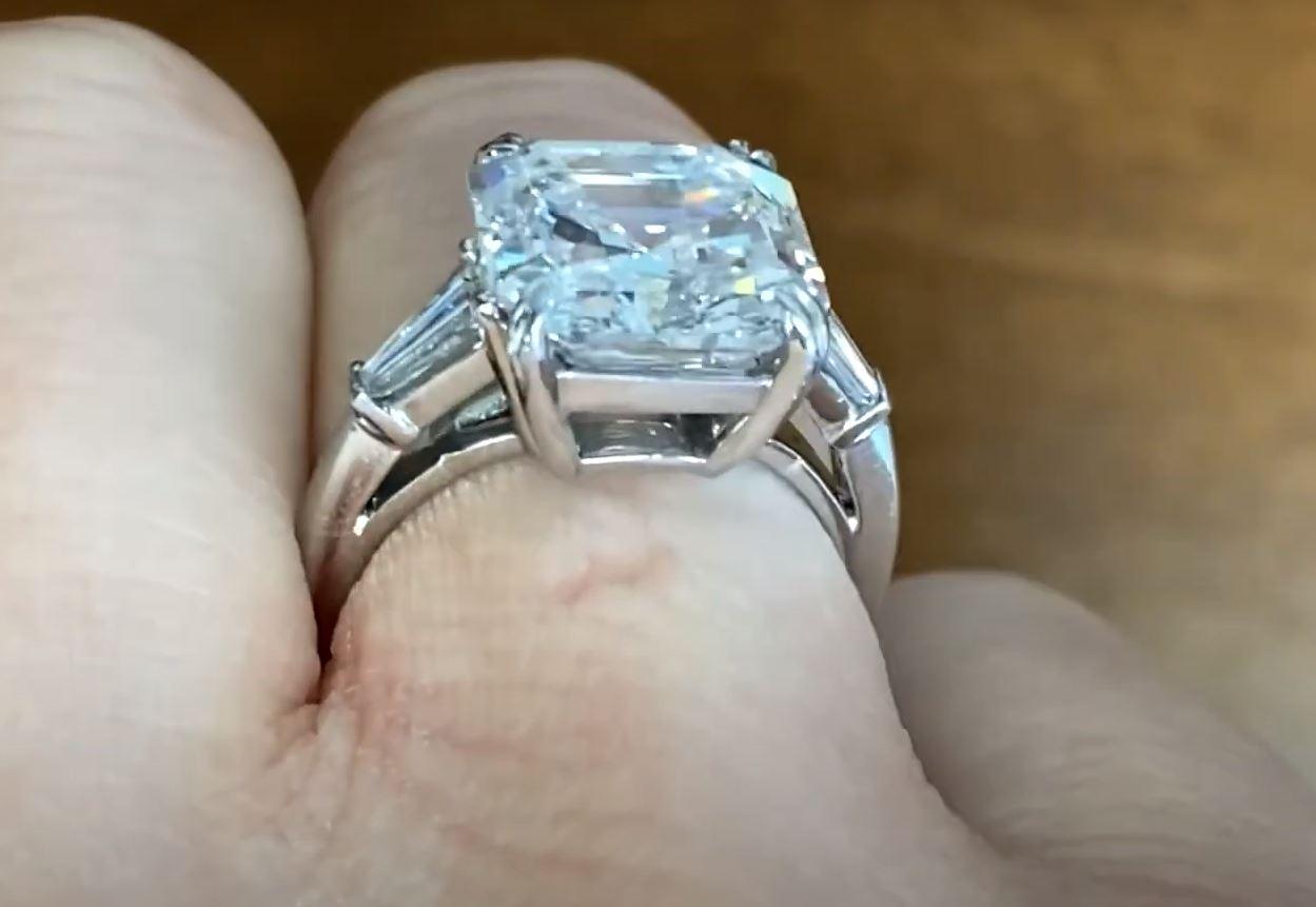 Vintage GIA 5.02ct Asscher Cut Diamond Engagement Ring, F Color, Platinum For Sale 3