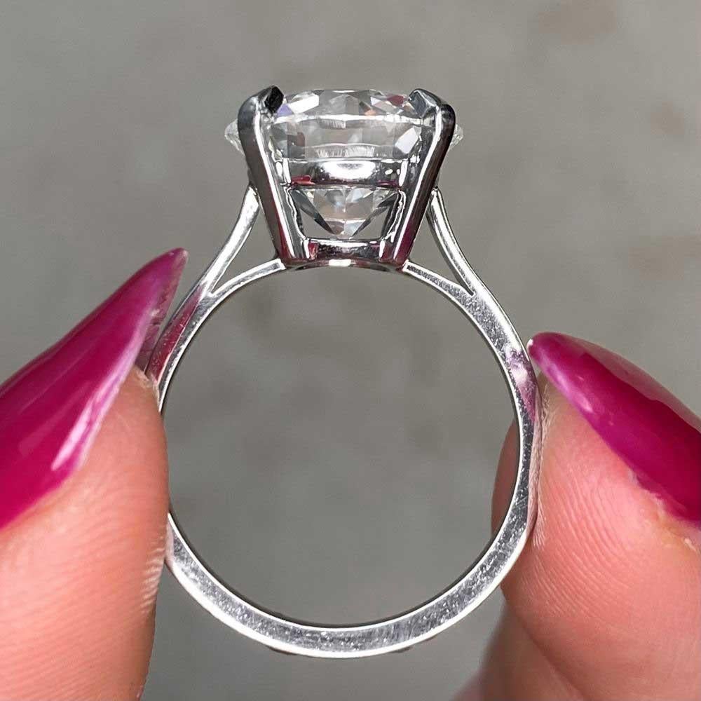 Vintage GIA 5.04ct Old European Cut Diamond Engagement Ring, G Color, Platinum For Sale 6